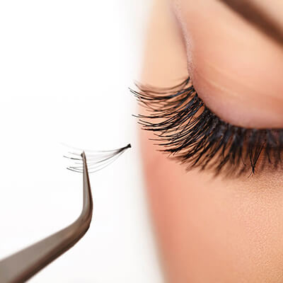 new eyelash extensions being applied